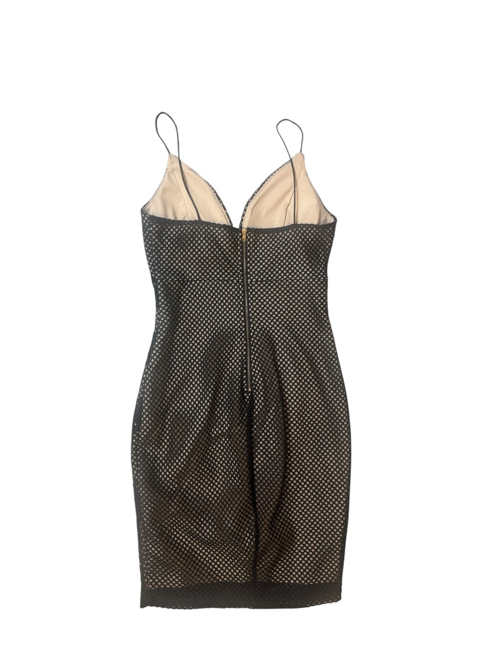 ENTRY Black Mesh Chevron Midi Dress Size S Bodycon Sheer Lined - Picture 8 of 10